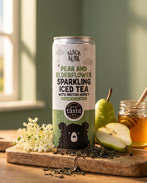 Pear & Elderflower Sparkling Iced Tea with Pure, British Honey