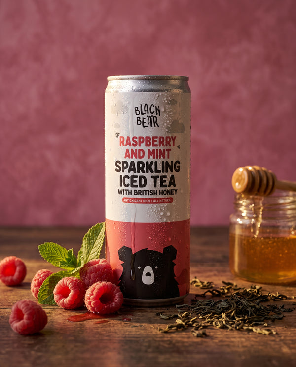 Raspberry and Mint Sparkling Iced Tea with Pure, British Honey